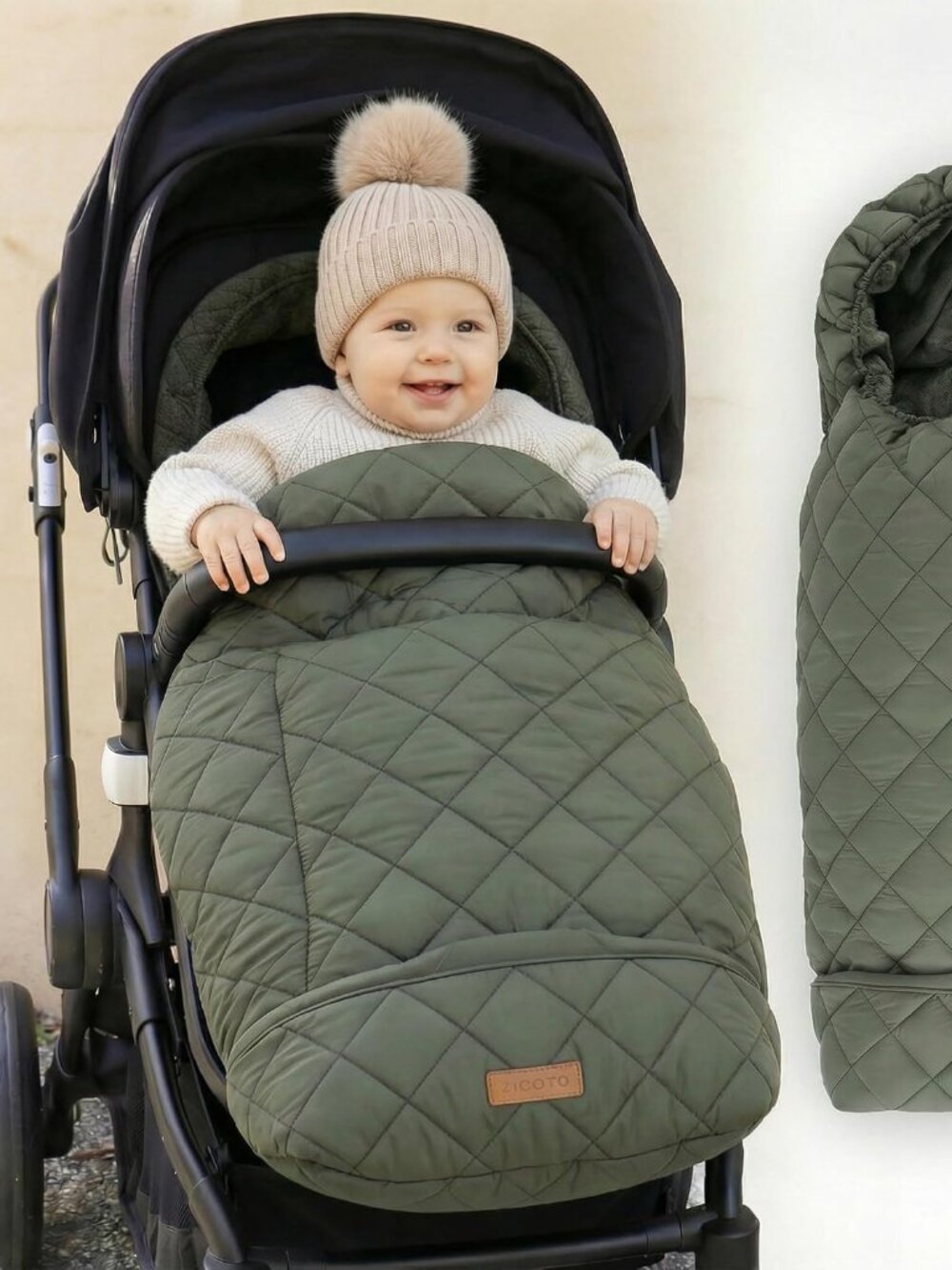 ZICOTO Warm and Cozy Winter Stroller Cover, Sage